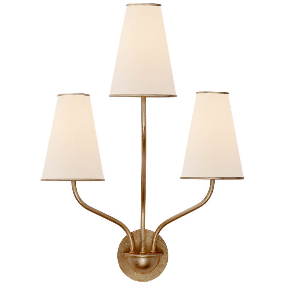Visual Comfort Signature Collection Montreuil Small Wall Sconce in Gild with Linen Shades