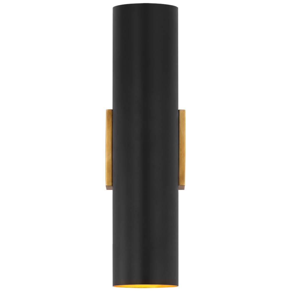 Visual Comfort Signature Collection Nella Medium Cylinder Sconce in Hand-Rubbed Antique Brass and Matte Black