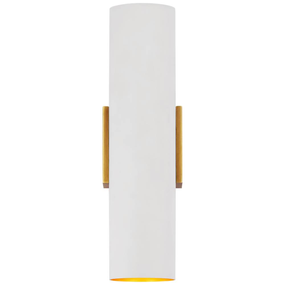 Visual Comfort Signature Collection Nella Medium Cylinder Sconce in Hand-Rubbed Antique Brass and Plaster White