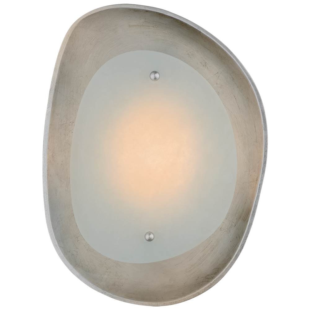 Visual Comfort Signature Collection Samos Small Sculpted Sconce in Burnished Silver Leaf with Alabaster