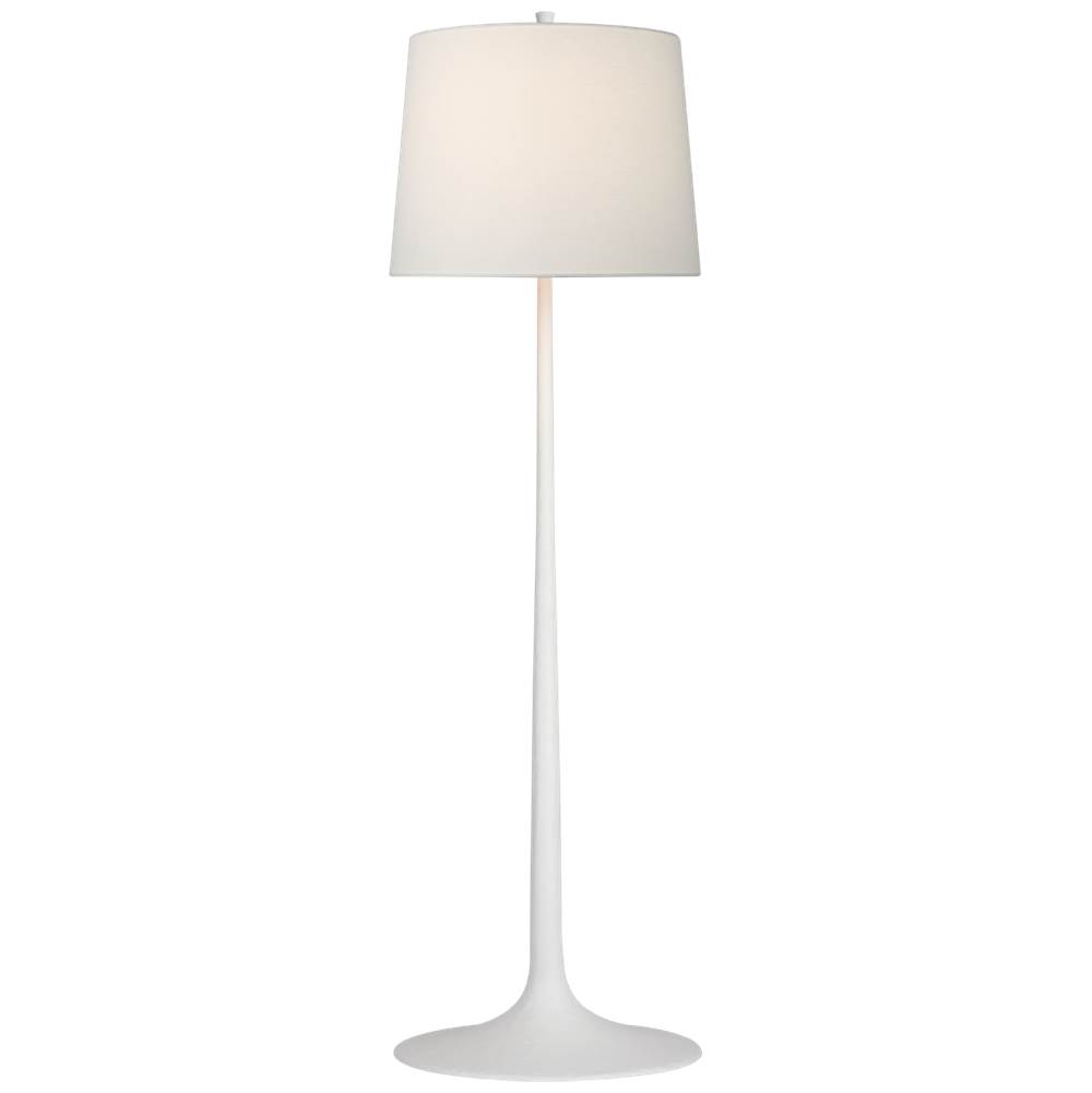 Visual Comfort Signature Collection Oscar Large Sculpted Floor Lamp in Plaster White with Linen Shade