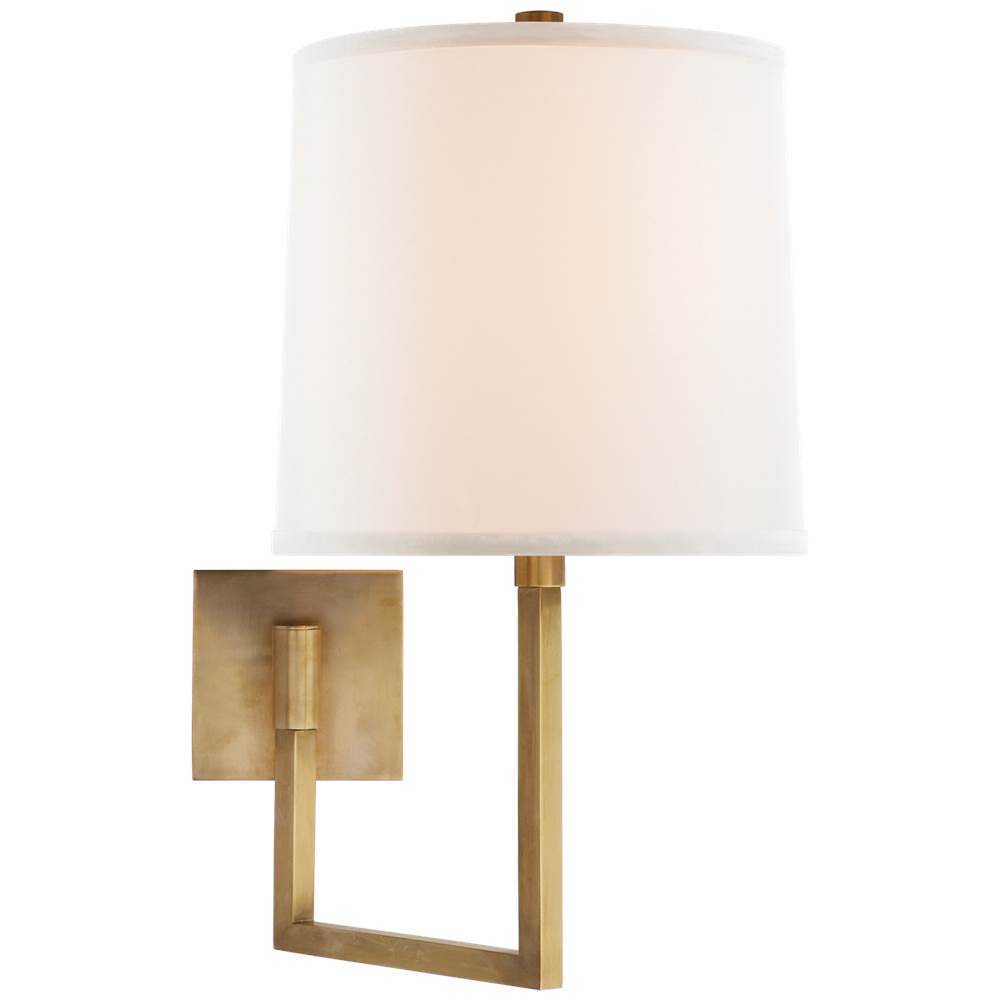 Visual Comfort Signature Collection Aspect Large Articulating Sconce in Soft Brass with Ivory Linen Shade