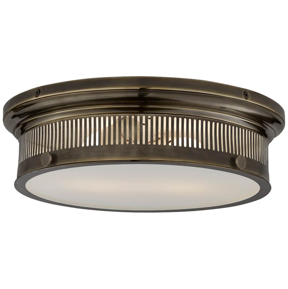 Visual Comfort Signature Collection Alderly Flush Mount in Bronze with White Glass