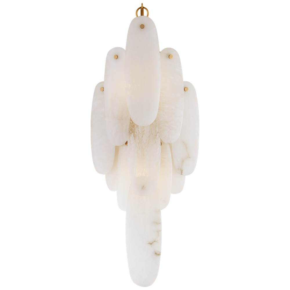 Visual Comfort Signature Collection Cora Large Waterfall Sconce in Antique-Burnished Brass with Alabaster