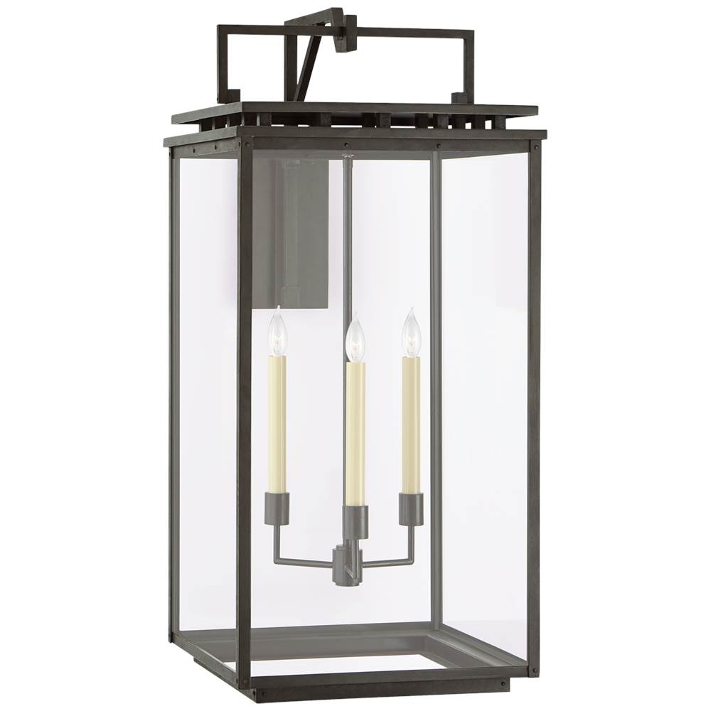 Visual Comfort Signature Collection Cheshire Grande Bracketed Wall Lantern in Aged Iron with Clear Glass