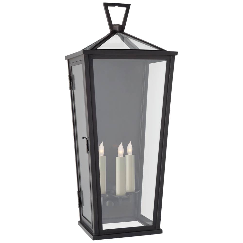 Visual Comfort Signature Collection Darlana Large Tall 3/4 Wall Lantern in Bronze with Clear Glass
