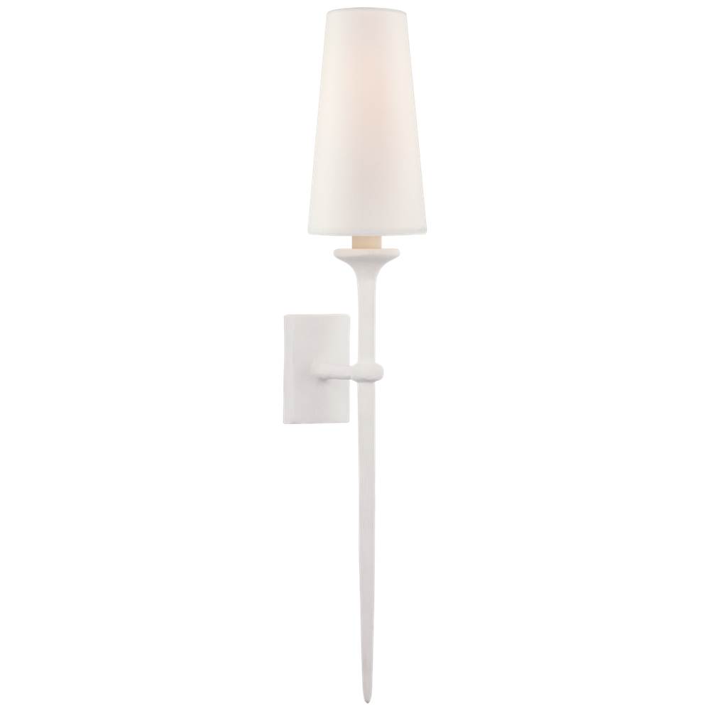 Visual Comfort Signature Collection Iberia Single Sconce in Plaster White with Linen Shade