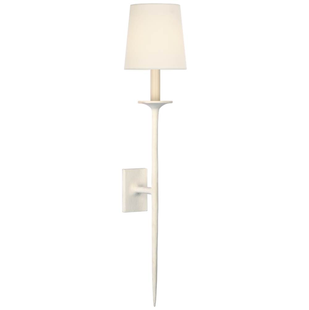 Visual Comfort Signature Collection Catina Large Tail Sconce in Plaster White with Linen Shade