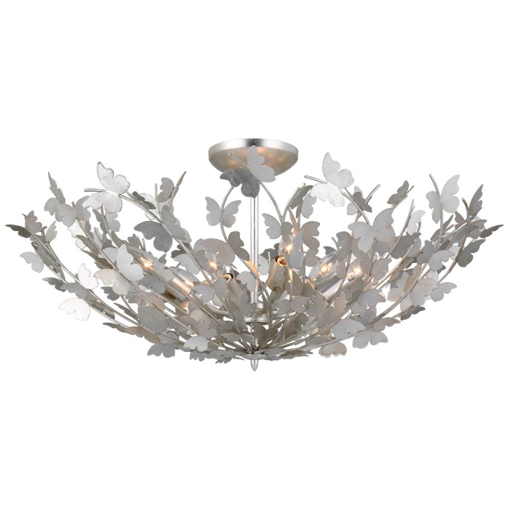 Visual Comfort Signature Collection Farfalle Large Semi-Flush Mount in Burnished Silver Leaf