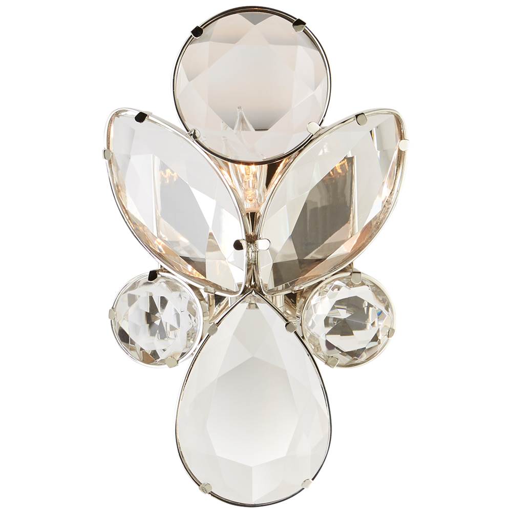 Visual Comfort Signature Collection Lloyd Small Jeweled Sconce in Nickel with Clear Crystal