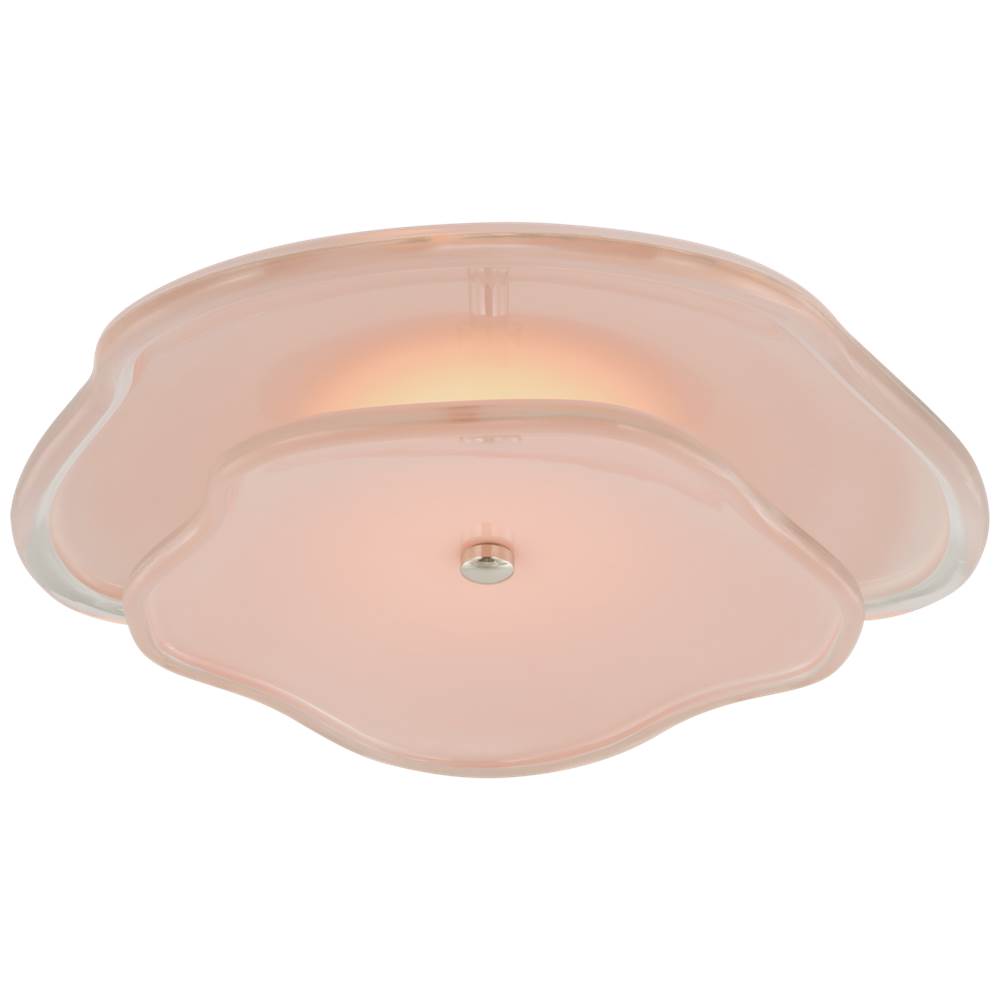 Visual Comfort Signature Collection Leighton 14'' Layered Flush Mount in Polished Nickel with Blush Tinted Glass