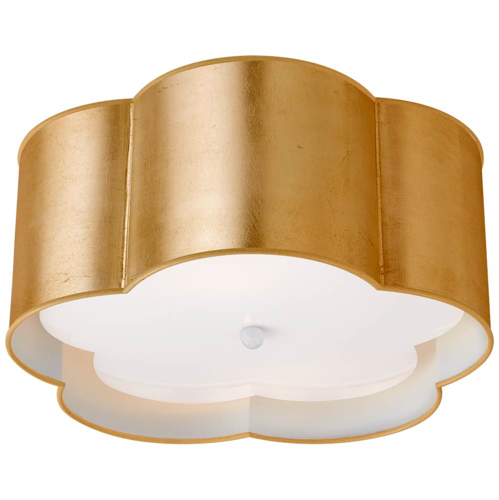 Visual Comfort Signature Collection Bryce Medium Flush Mount in Gild and White with Frosted Acrylic Diffuser