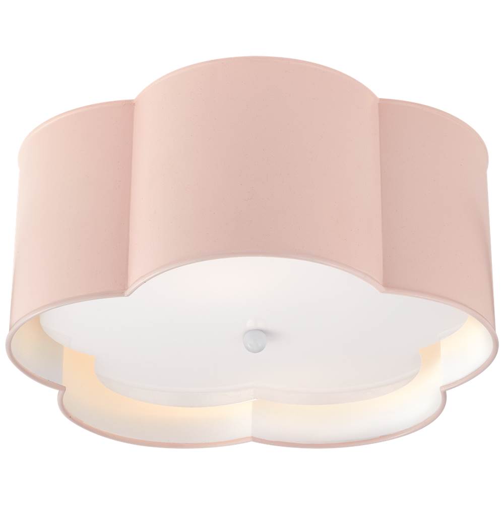Visual Comfort Signature Collection Bryce Medium Flush Mount in Pink and White with Frosted Acrylic Diffuser