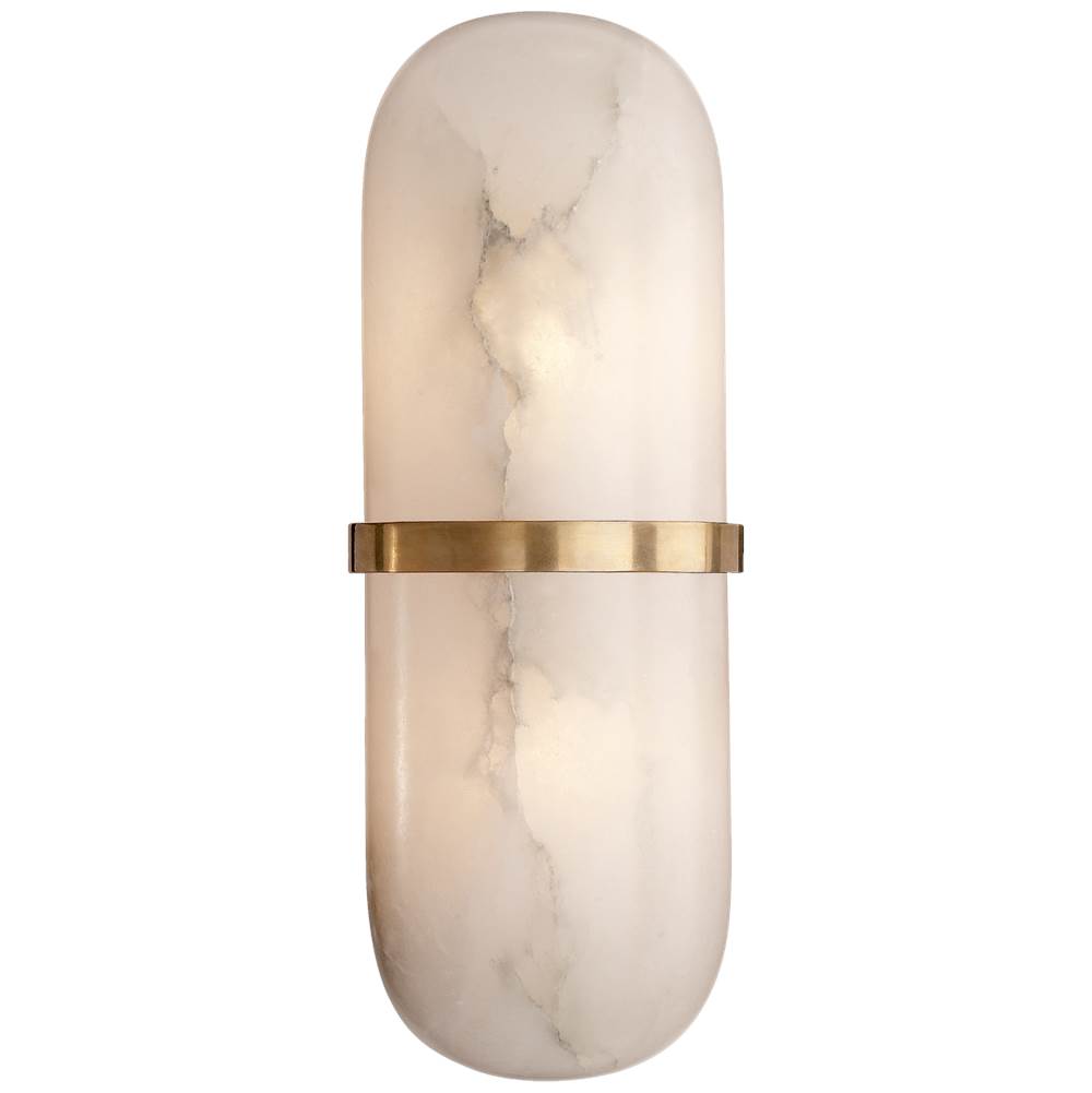 Visual Comfort Signature Collection Melange Pill Form Sconce in Antique-Burnished Brass with Alabaster