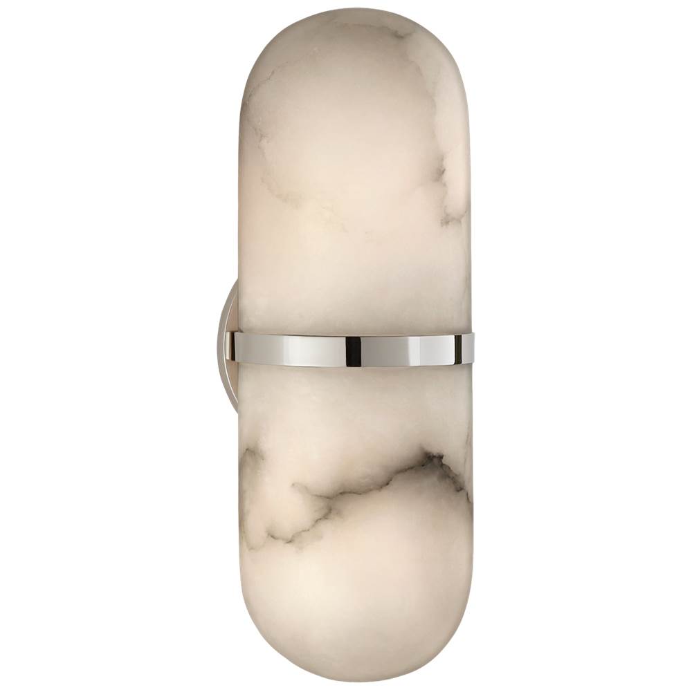 Visual Comfort Signature Collection Melange Pill Form Sconce in Polished Nickel with Alabaster
