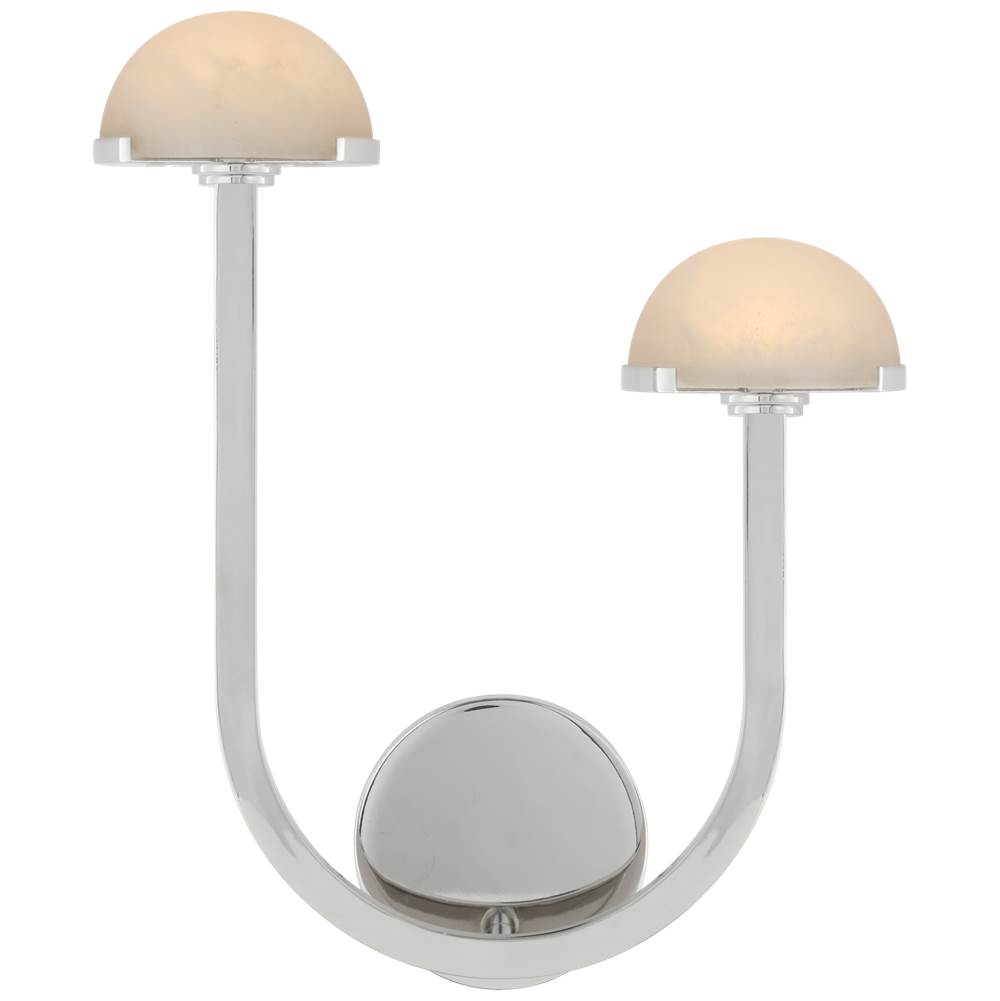 Visual Comfort Signature Collection Pedra 15'' Asymmetrical Right Sconce in Polished Nickel with Alabaster