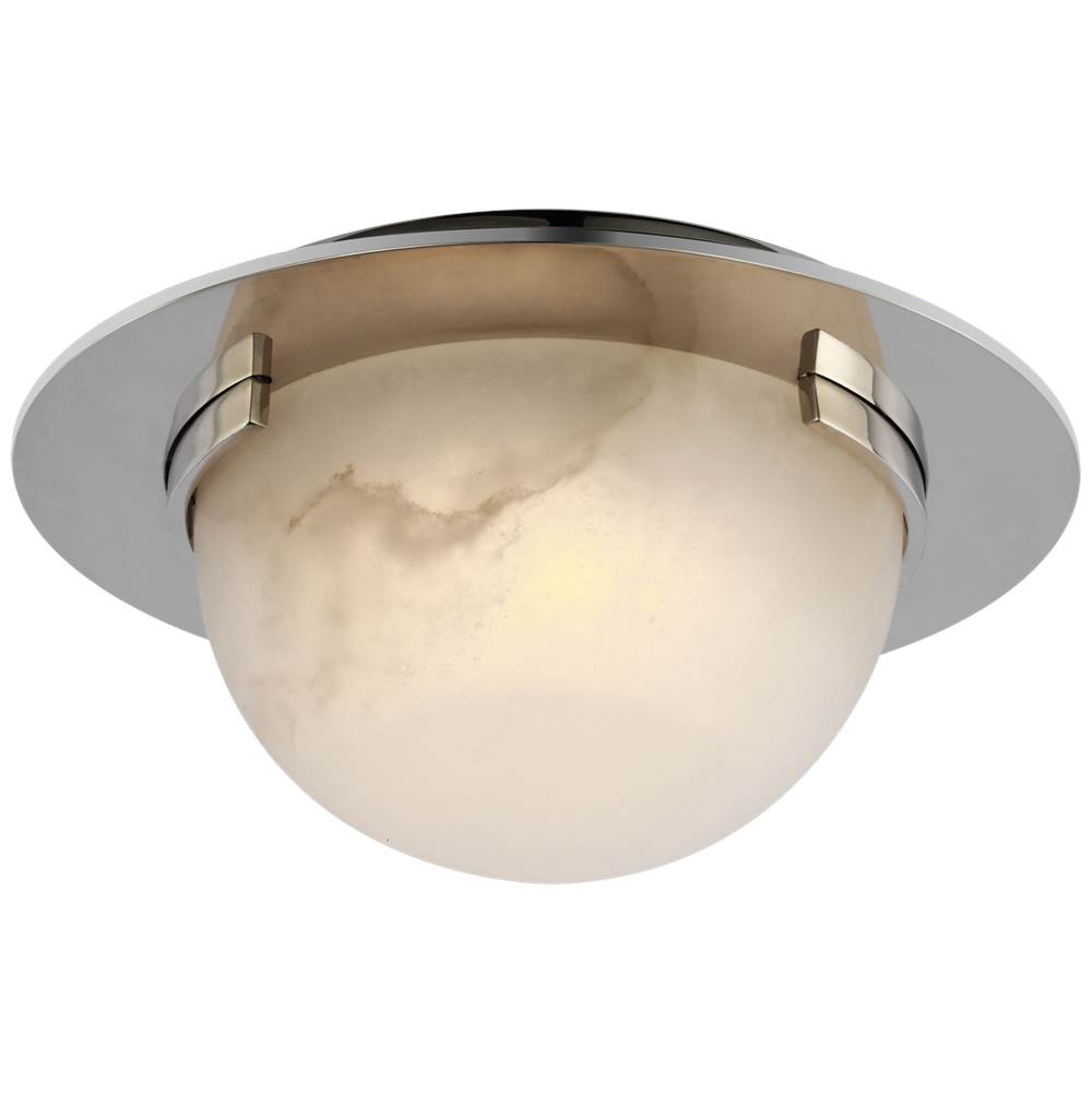 Visual Comfort Signature Collection Melange 6'' Solitaire Flush Mount in Polished Nickel with Alabaster