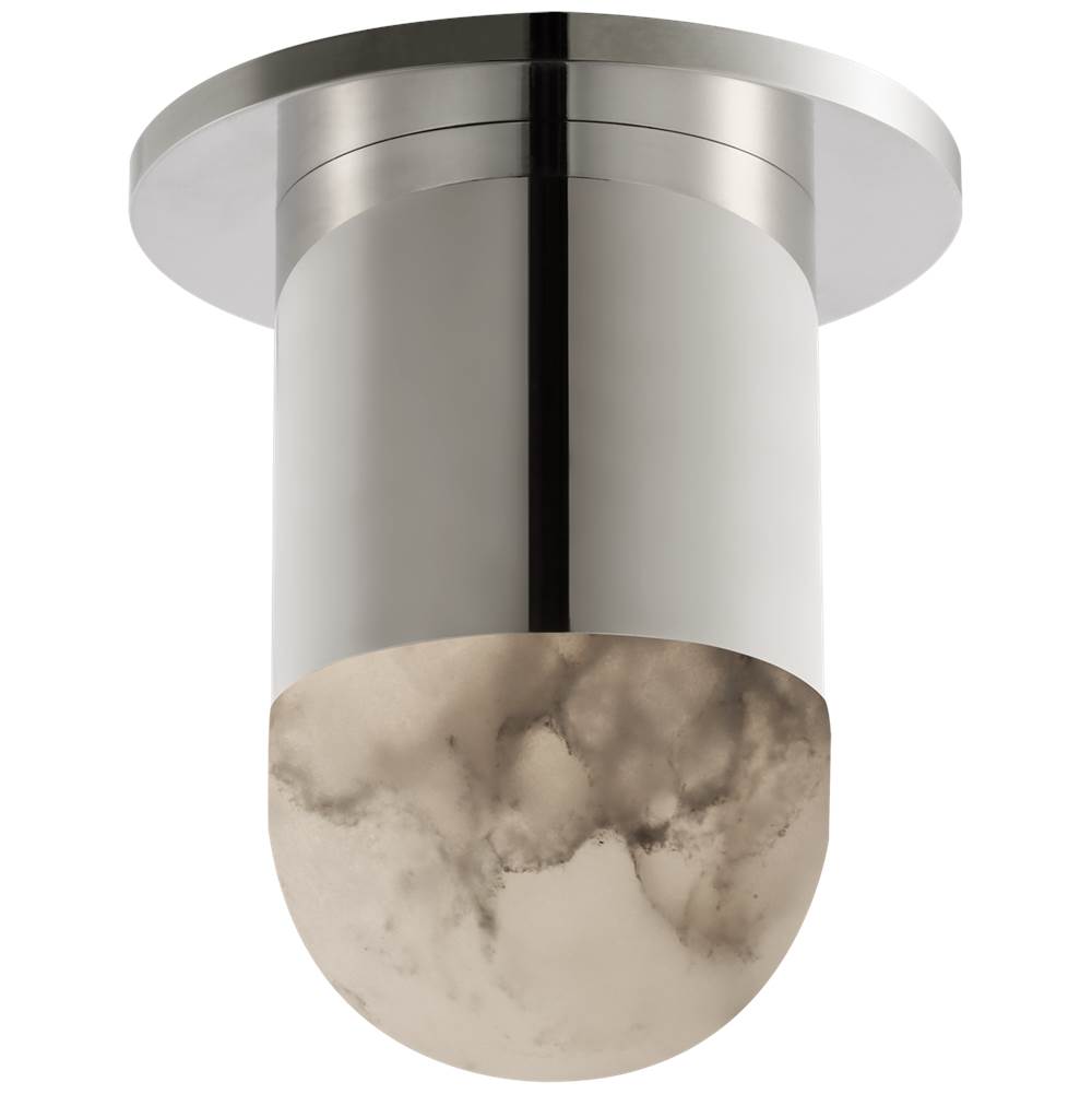 Visual Comfort Signature Collection Melange Mini Monopoint Flush Mount in Polished Nickel with Alabaster