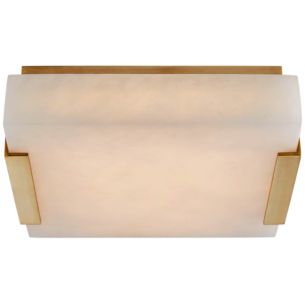 Visual Comfort Signature Collection Covet Small Flush Mount in Antique-Burnished Brass with Alabaster