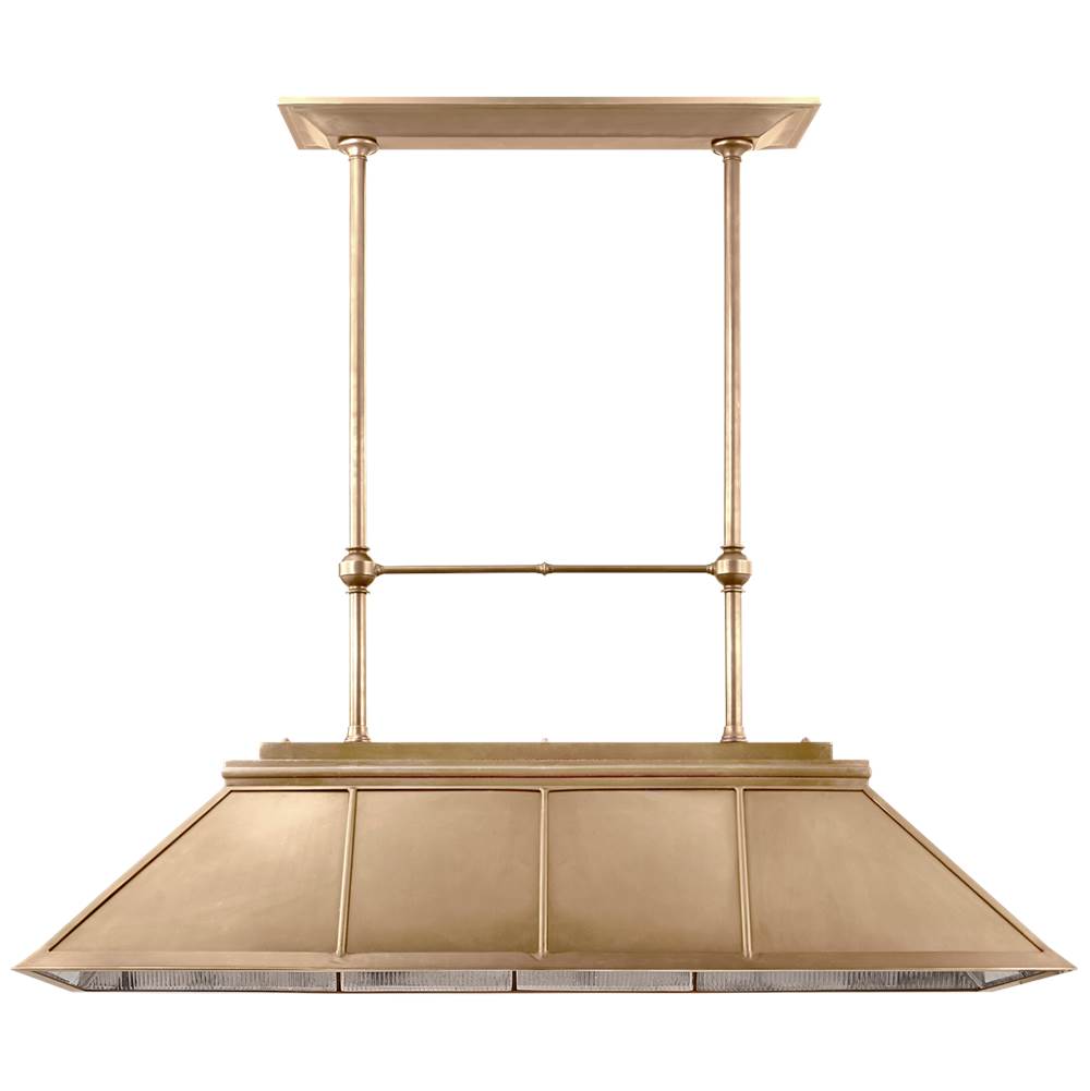 Visual Comfort Signature Collection Rivington Large Billiard Chandelier in Natural Brass with Antiqued Ribbed Mirror