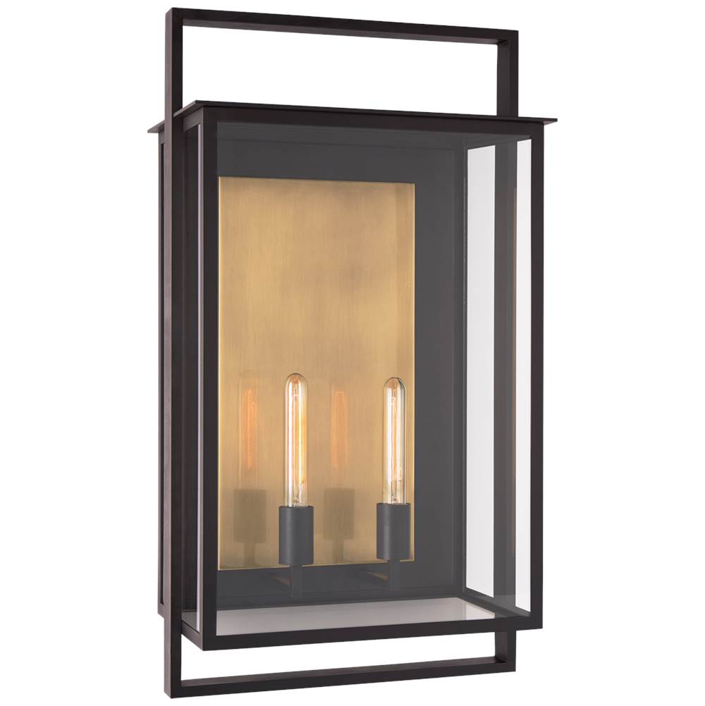 Visual Comfort Signature Collection Halle Grande Wall Lantern in Aged Iron with Clear Glass
