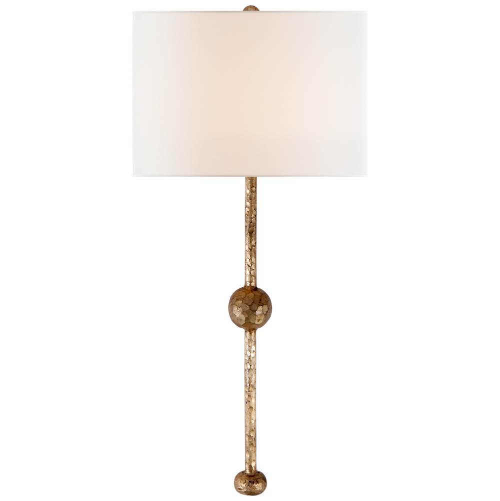 Visual Comfort Signature Collection Carey Rail Sconce in Gilded Iron with Linen Shade