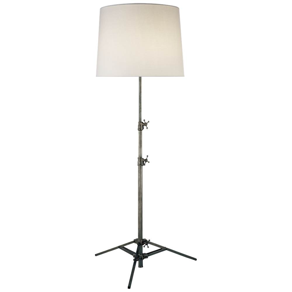 Visual Comfort Signature Collection Studio Floor Lamp in Bronze with Linen Shade