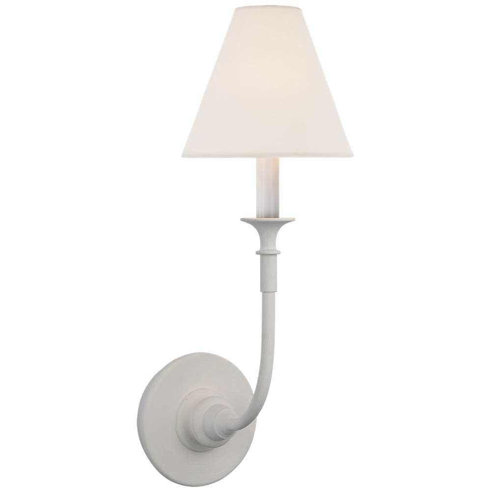 Visual Comfort Signature Collection Piaf Single Sconce in Plaster White with Linen Shade