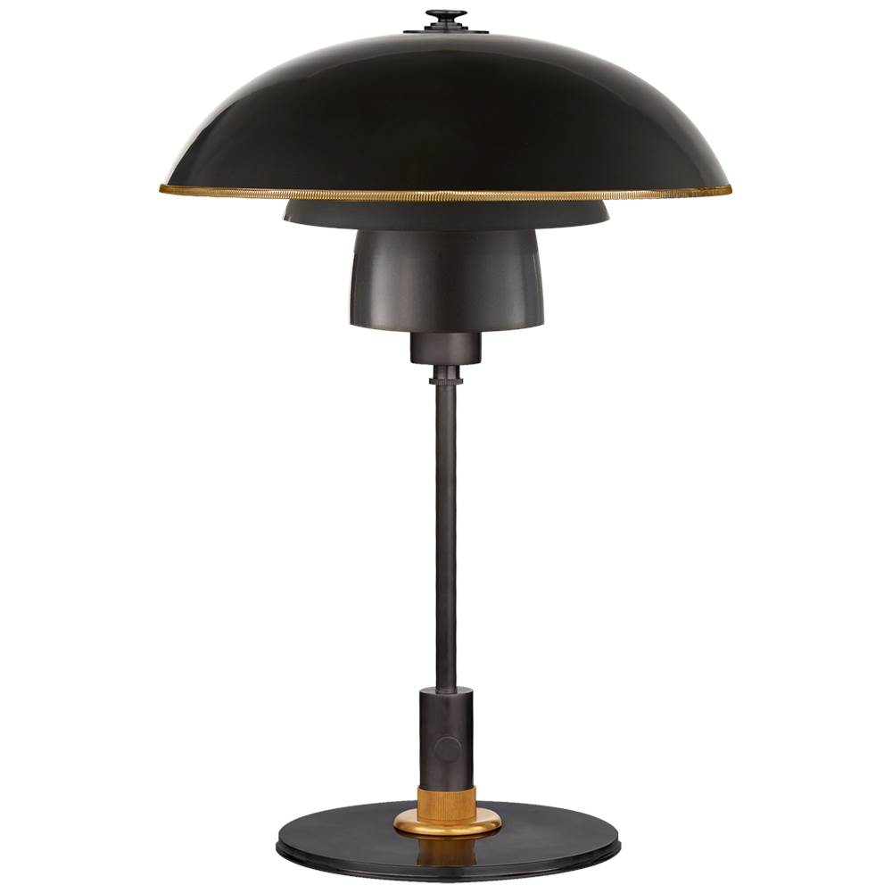 Visual Comfort Signature Collection Whitman Desk Lamp in Bronze and Hand-Rubbed Antique Brass with Brass Trimmed Bronze Shade
