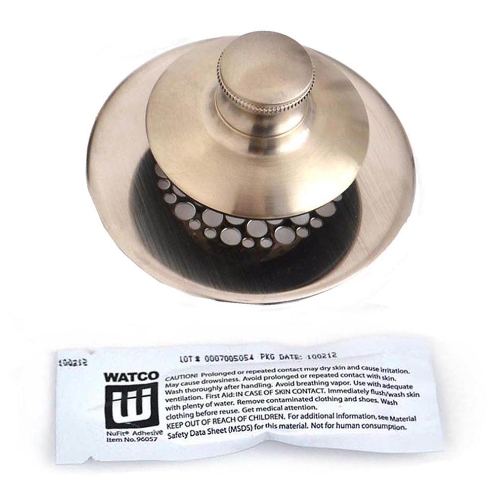 Watco Manufacturing Universal Nufit Pp Tub Closure - Silicone Brushed Nickel Grid Strainer Carded