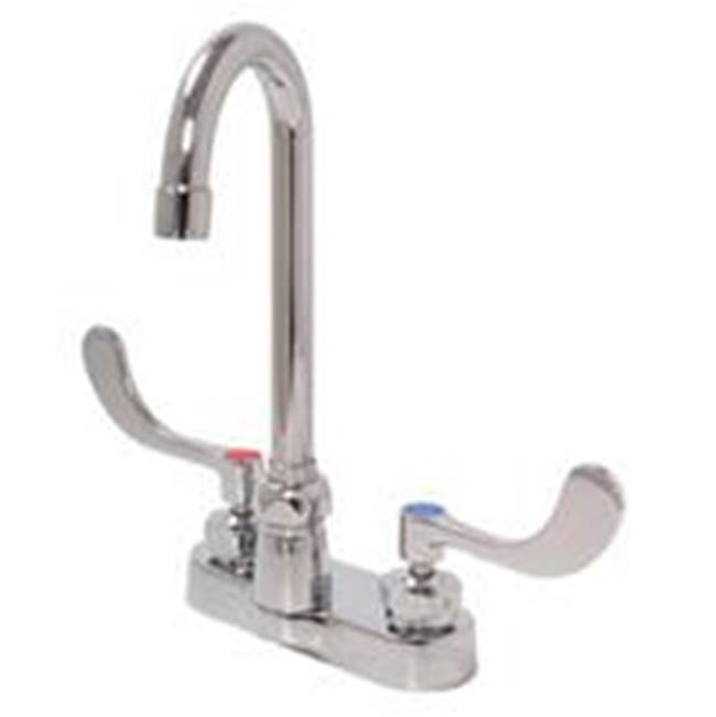 Zurn Industries AquaSpec® Gooseneck Faucet, 4'' Centerset, 3 ½'' Spout, 2.2 gpm Pressure-Compensating Aerator, 4'' Wrist Blade Handles