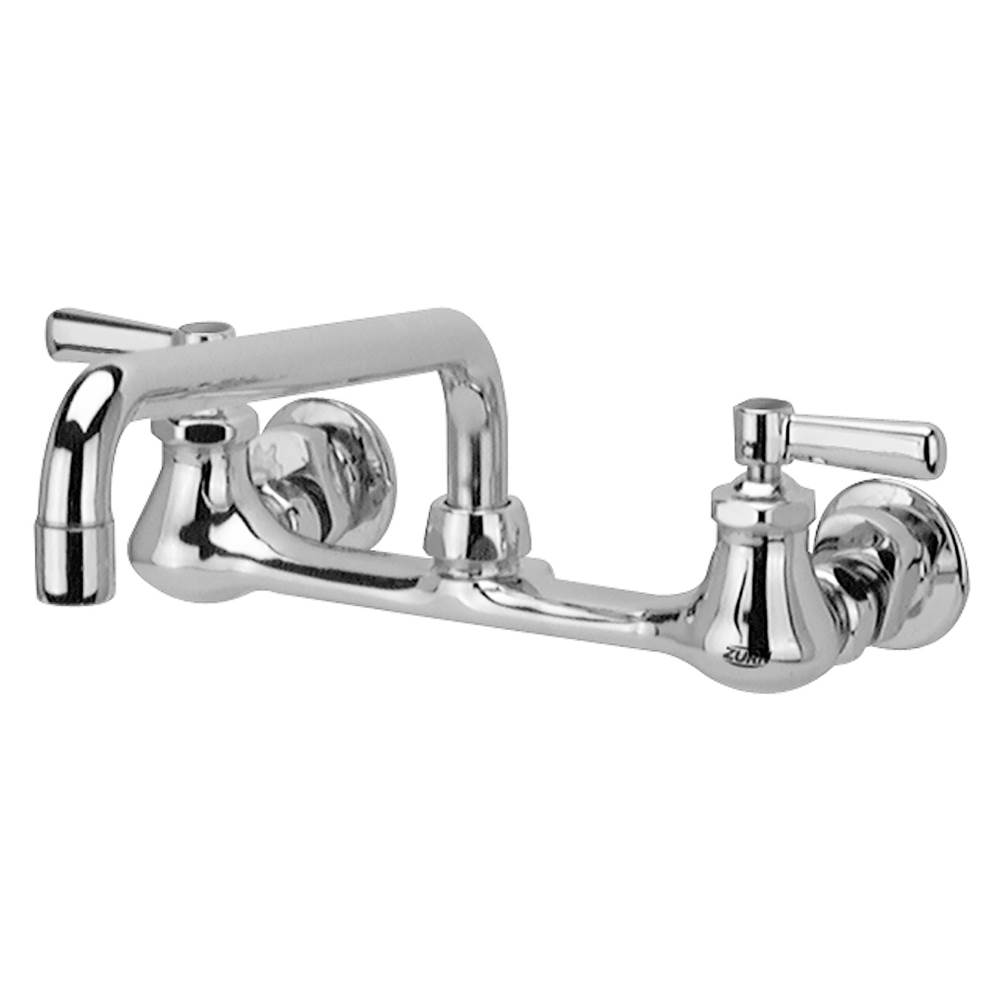 Zurn Industries AquaSpec® Wall-Mount Sink Faucet with 12'' Tubular Swing Spout, Lever Handles, 2.2 gpm Pressure-Compensating Aerator