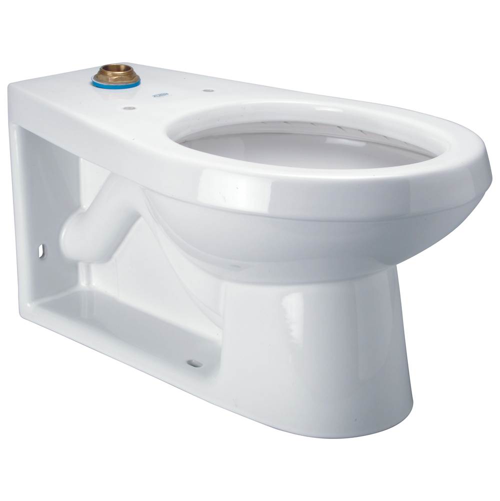 Zurn Industries Floor-Mount Siphon-Jet Toilet Bowl, Top Spud, Back Outlet, Elongated, ZurnSHIELD™, White Vitreous China