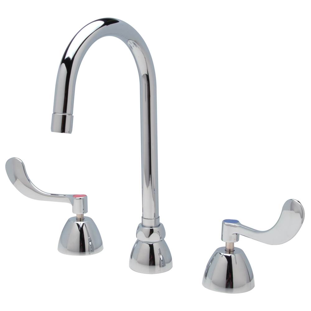 Zurn Industries AquaSpec® Widespread Gooseneck Faucet, 5 3/8'' Spout, 2.0 gpm Laminar Flow in Spout Base, 4'' Wrist Blade Handles